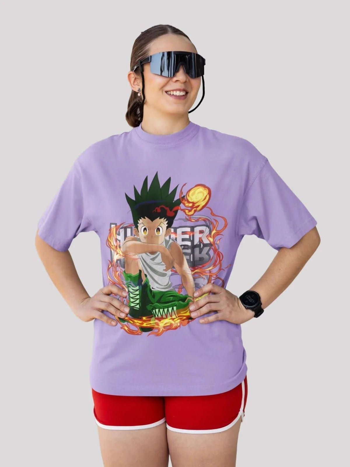 Gone crazy for GON Anime Unisex Oversized  T-shirt-Iris Lavender